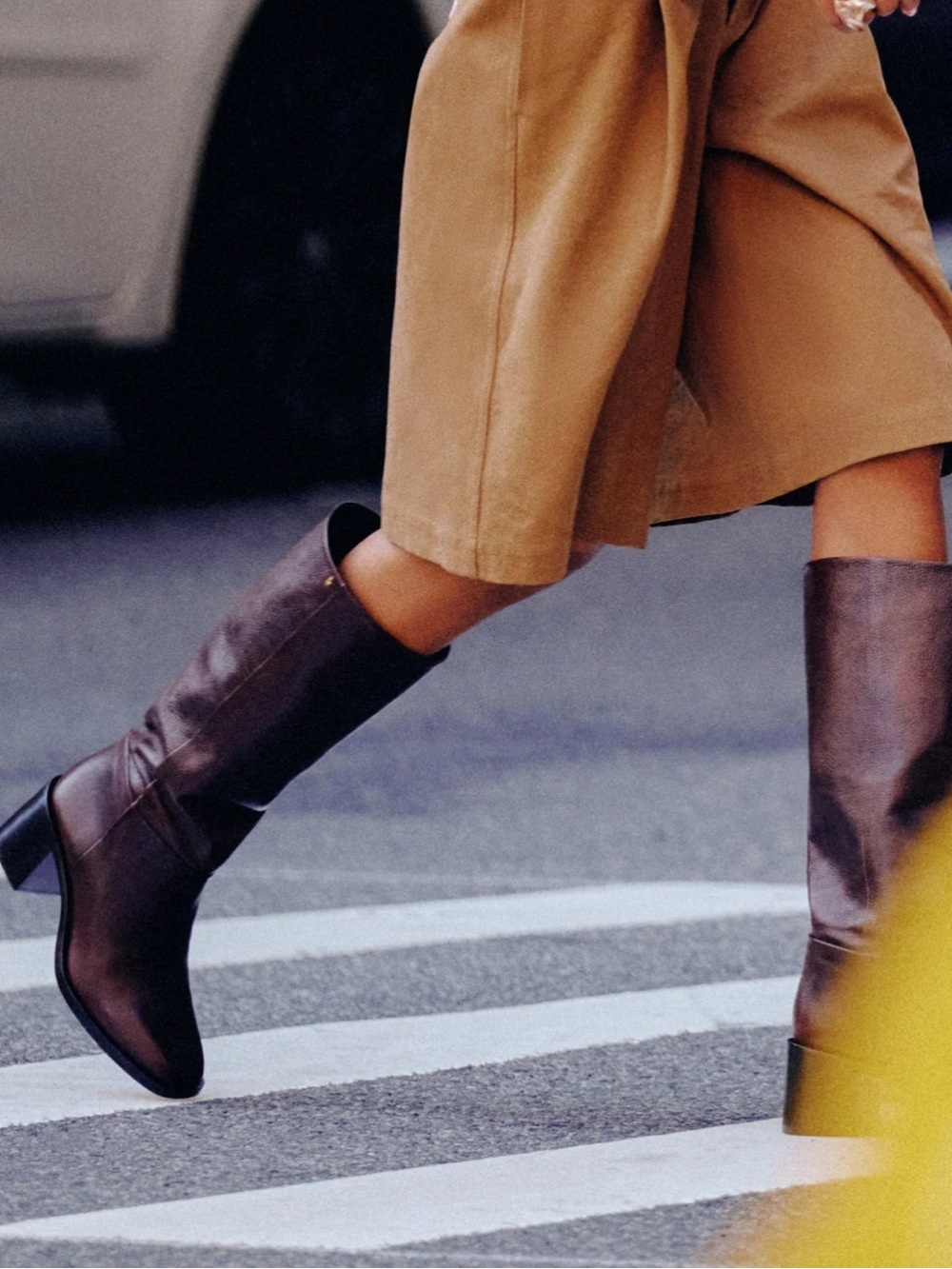 Larroude Ricky Boot Tall Brown Leather Heel Boots - Picture 2 of 5